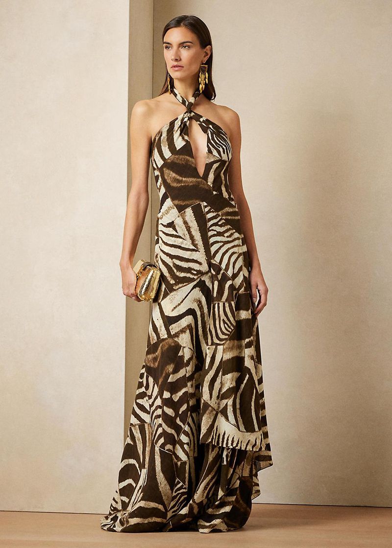 Vestidos Ralph Lauren Mujer Niccola Zebra-Print Evening Chile Marrones TPBYC-1840